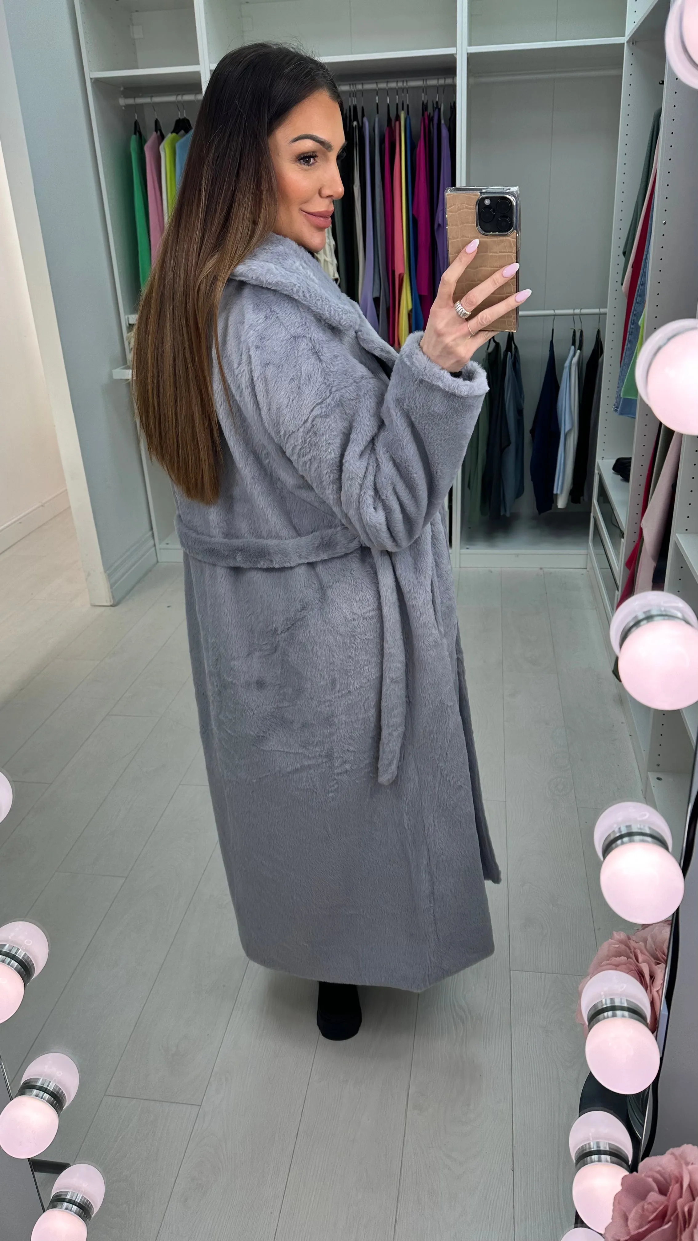 Chantel Faux Fur Longline Belted Coat