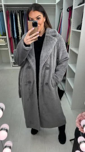 Chantel Faux Fur Longline Belted Coat