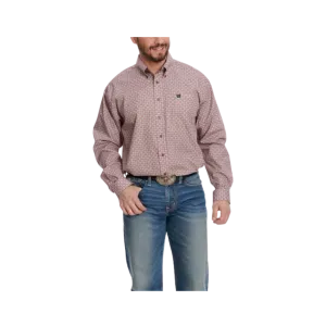 Cinch Men's Dusty Geo Print Long Sleeve Western Burgundy Gold & White Shirt