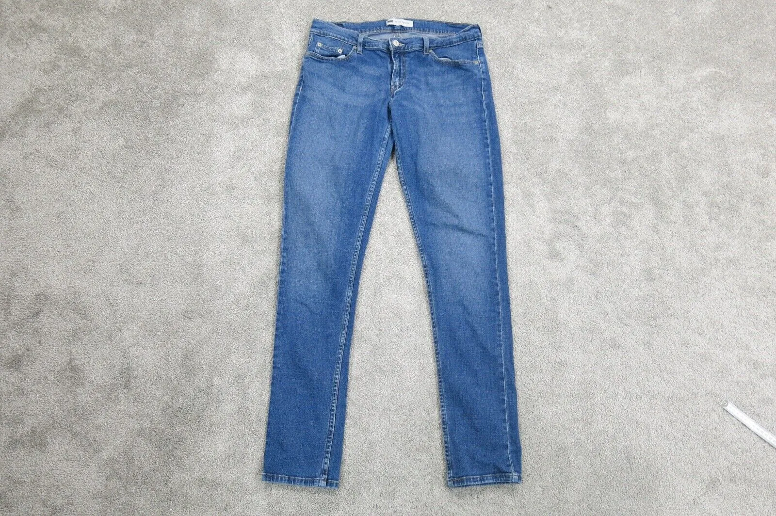 Denizen From Levis Womens Skinny Jeans Stretch Mid Rise Pockets Blue SZ 13 Large