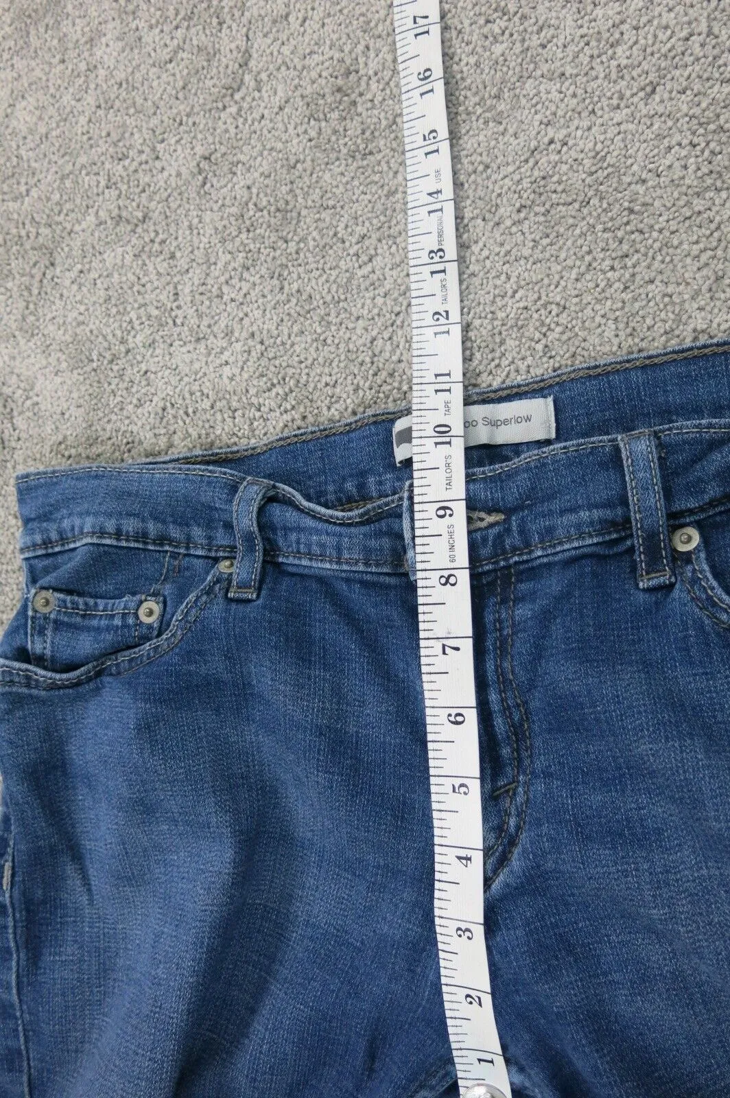 Denizen From Levis Womens Skinny Jeans Stretch Mid Rise Pockets Blue SZ 13 Large
