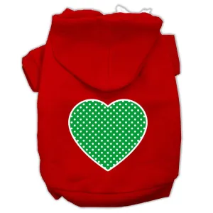 Green Swiss Dot Heart Screen Print Pet Hoodies Red Size XL (16)