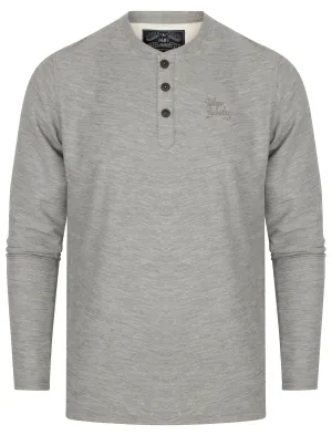 Harlowton Henley Long Sleeve Cotton Top In Light Grey Marl - Tokyo Laundry