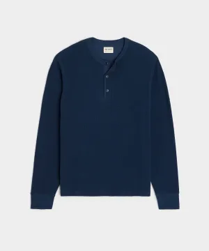 Lightweight Mini Waffle Henley in Classic Navy