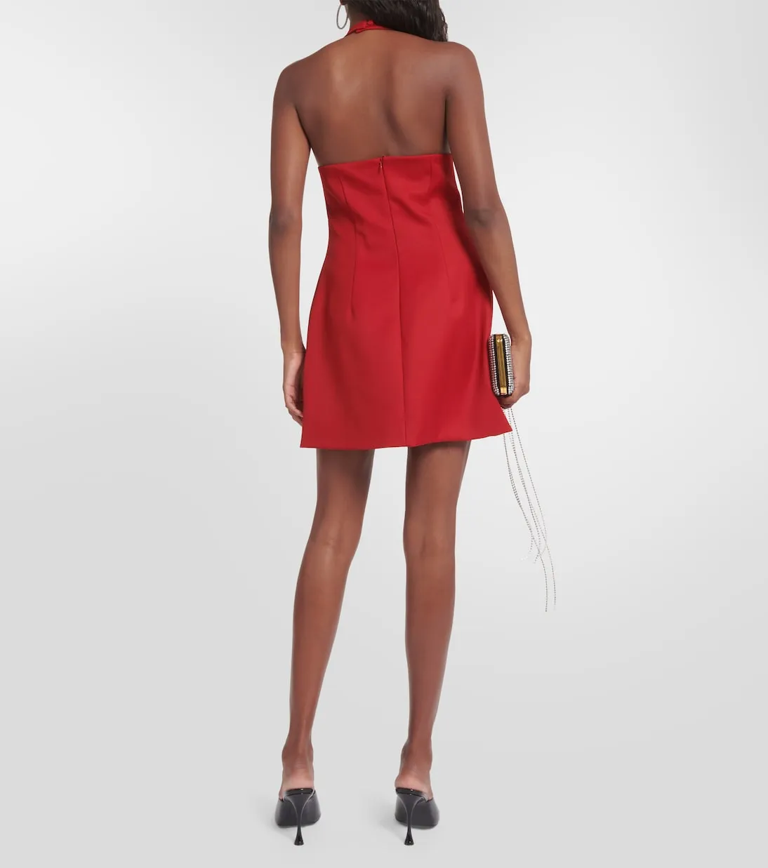 Magda Butrym virgin wool mini dress with halter collar, red