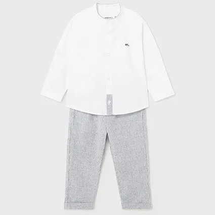 Navy Linen Pants Set