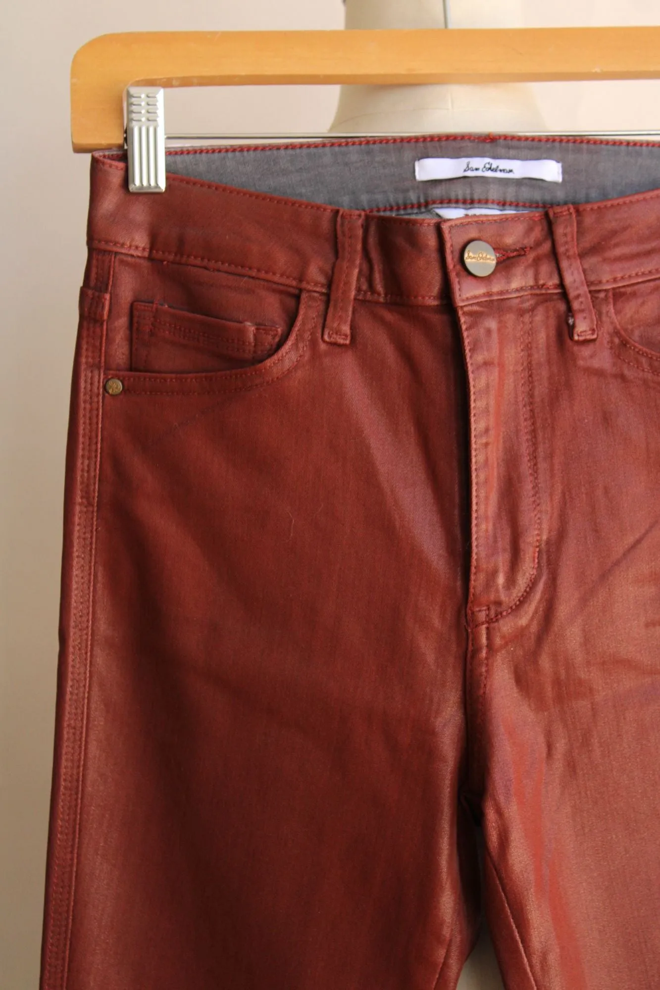 NWT Sam Edelman Skinny Ankle Jeans Stiletto  Faux Leather SZ 4/27 High Rise