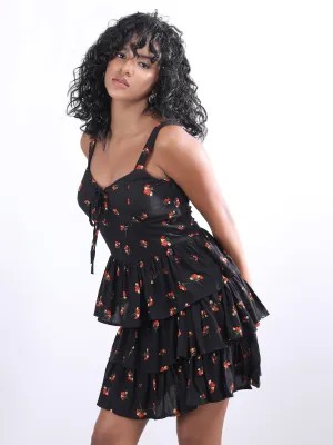 Printed Black Dress