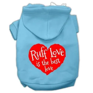 Ruff Love Screen Print Pet Hoodies Baby Blue Size XL (16)