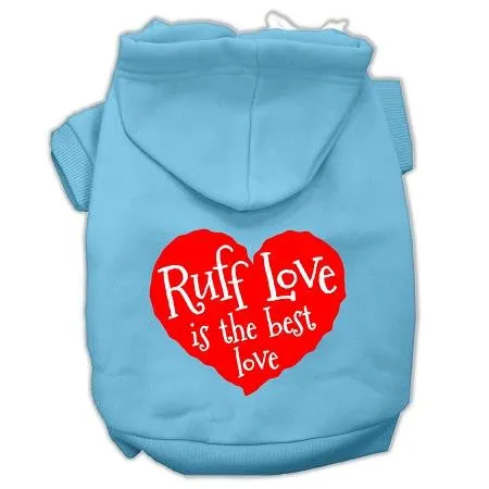 Ruff Love Screen Print Pet Hoodies Baby Blue Size XL (16)