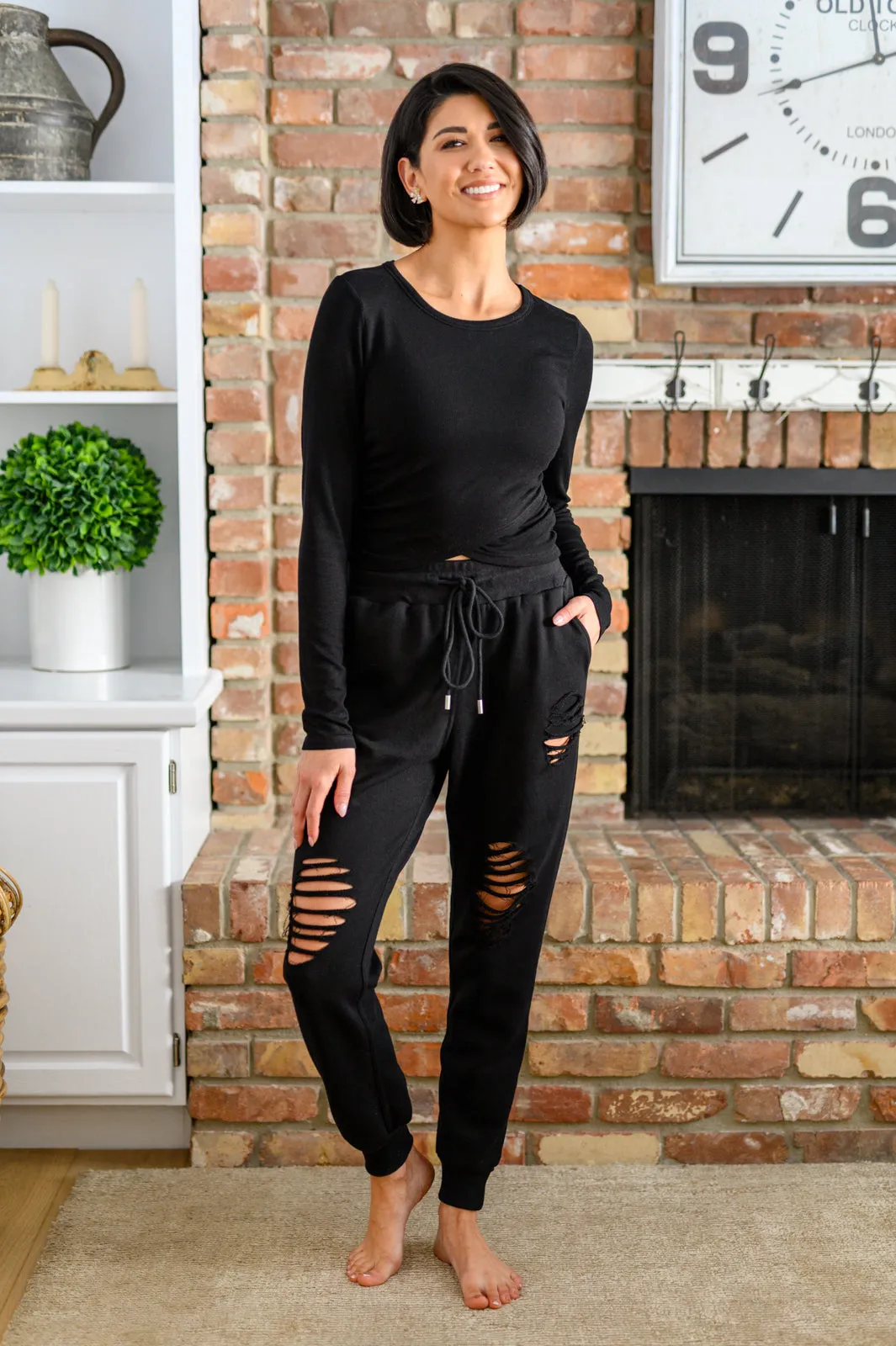She Got Skills Distressed Black Joggers