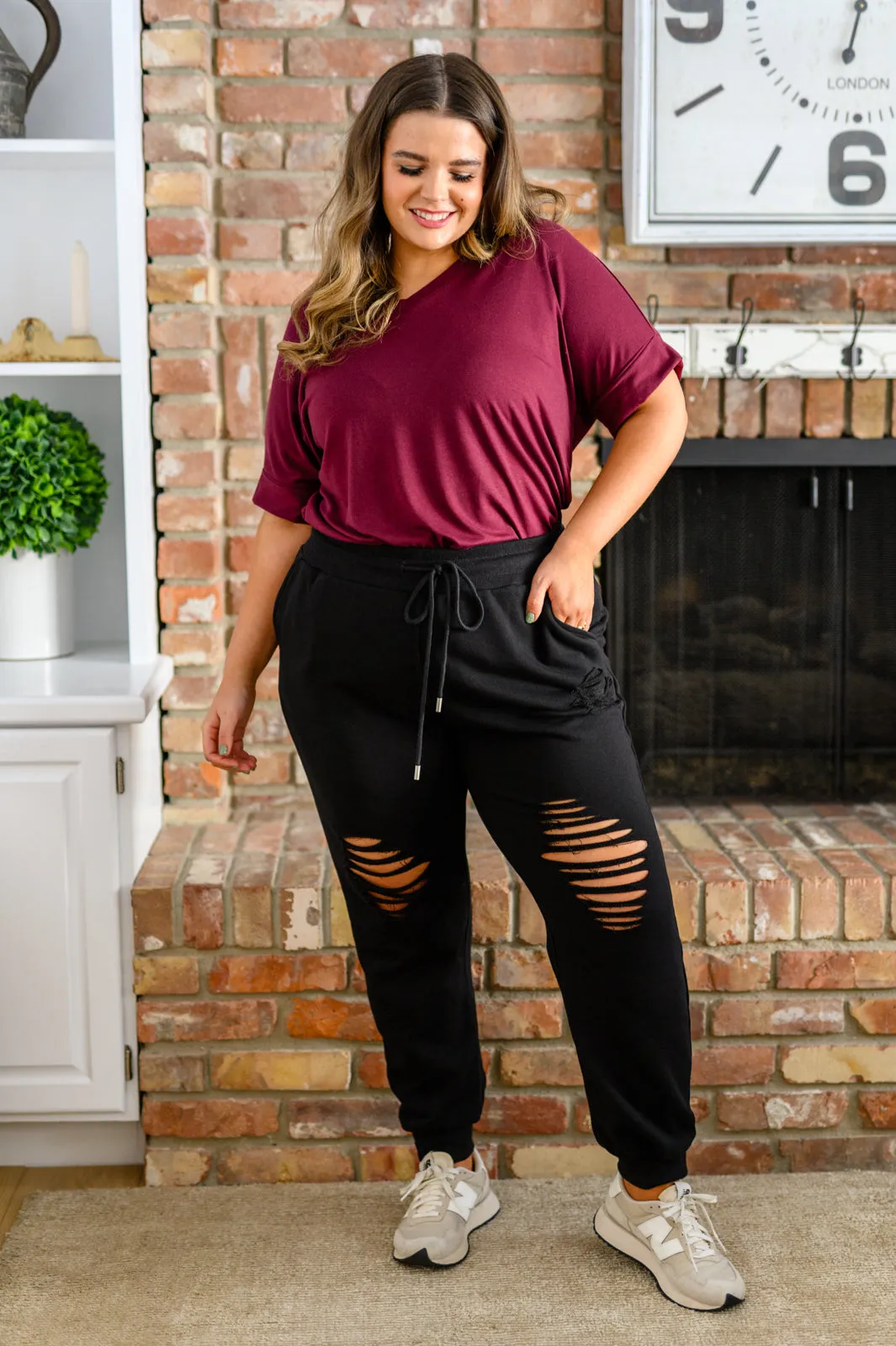 She Got Skills Distressed Black Joggers
