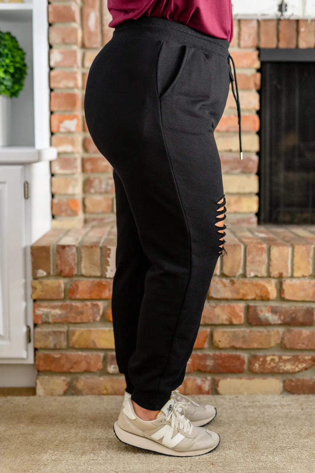 She Got Skills Distressed Black Joggers