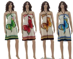 women's butterfly tube sundresses w/ beaded neck straps (m, lg, xl, xxl) Case of 144