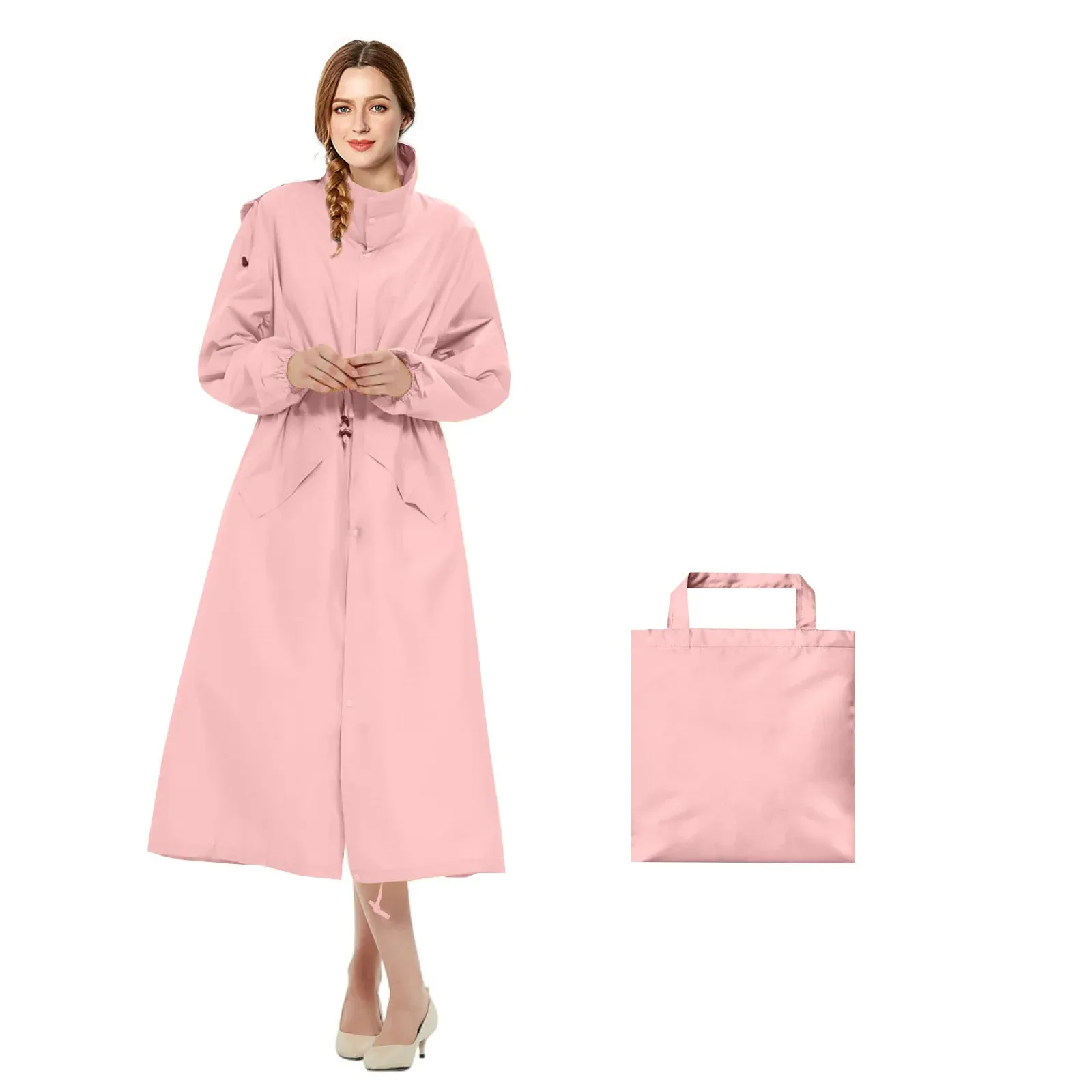 Womens Stylish Waterproof Raincoats with Travel Tote Bag