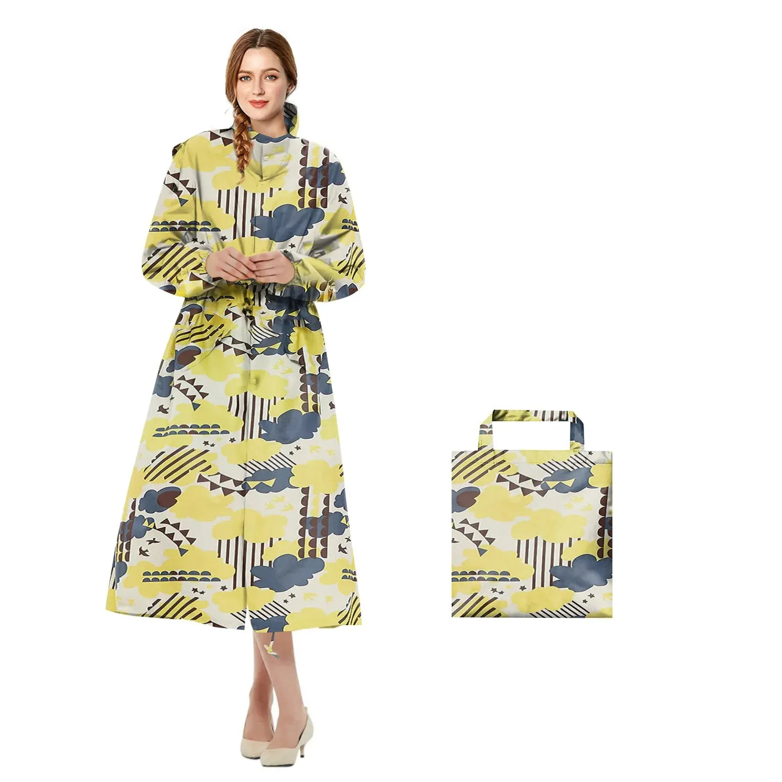 Womens Stylish Waterproof Raincoats with Travel Tote Bag