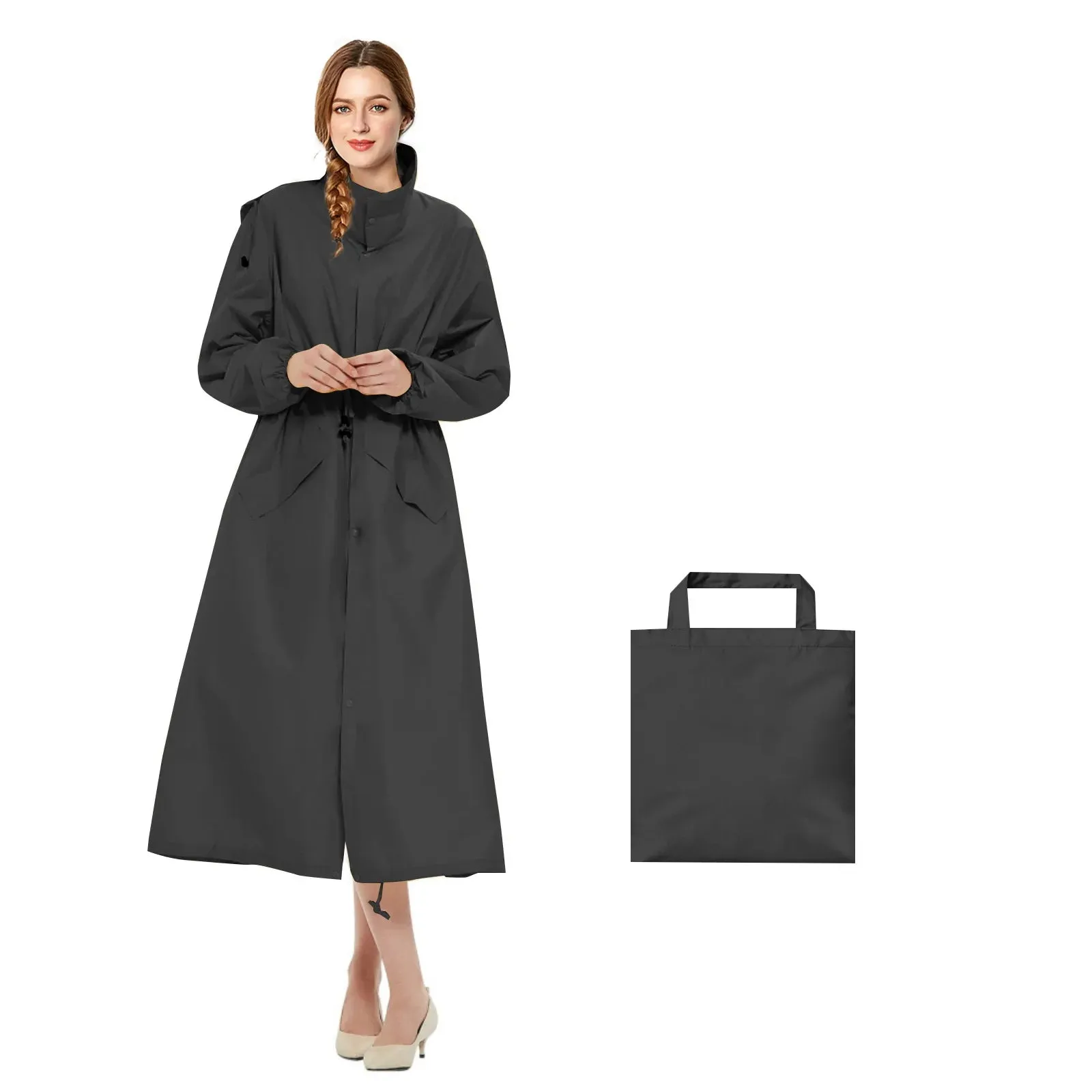 Womens Stylish Waterproof Raincoats with Travel Tote Bag