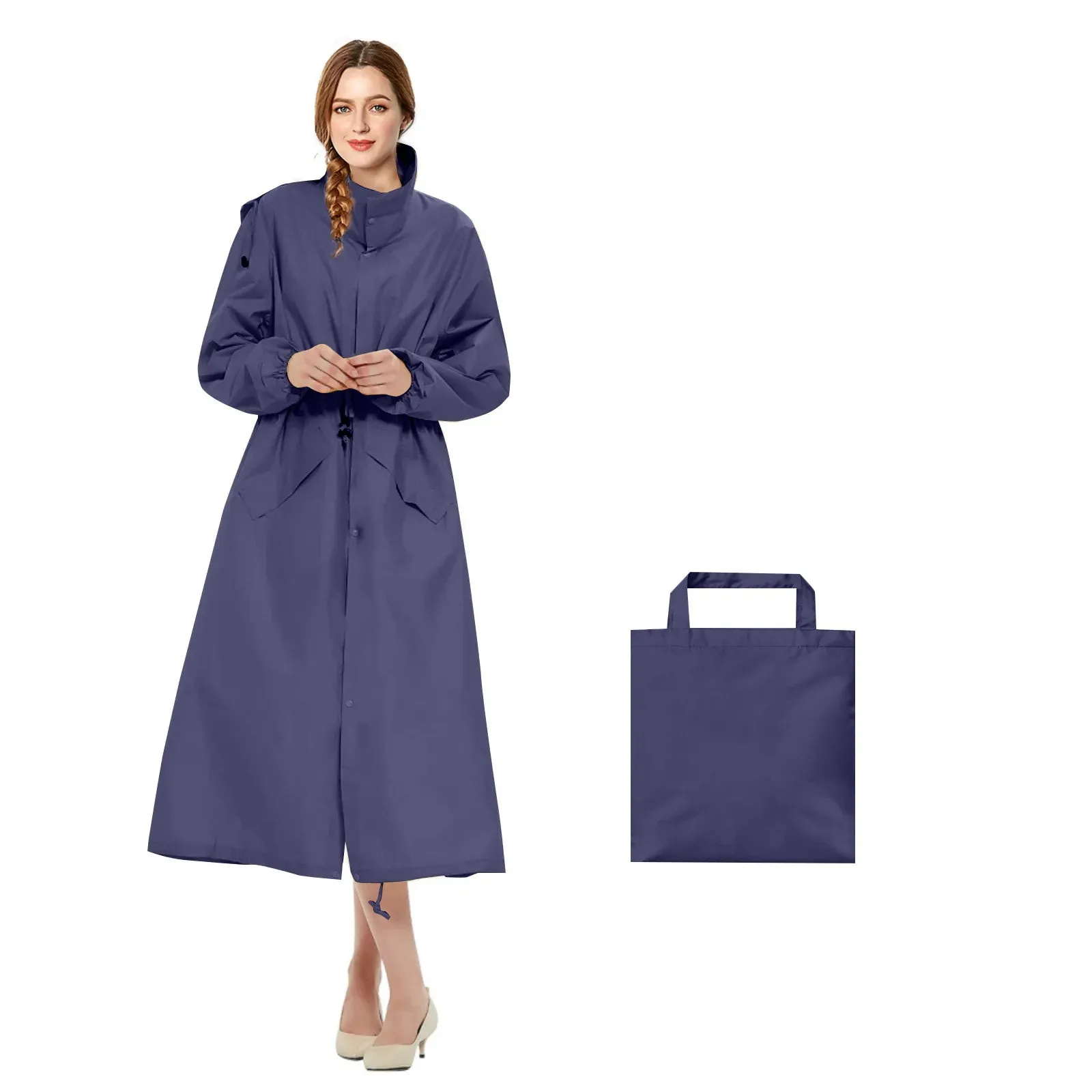 Womens Stylish Waterproof Raincoats with Travel Tote Bag