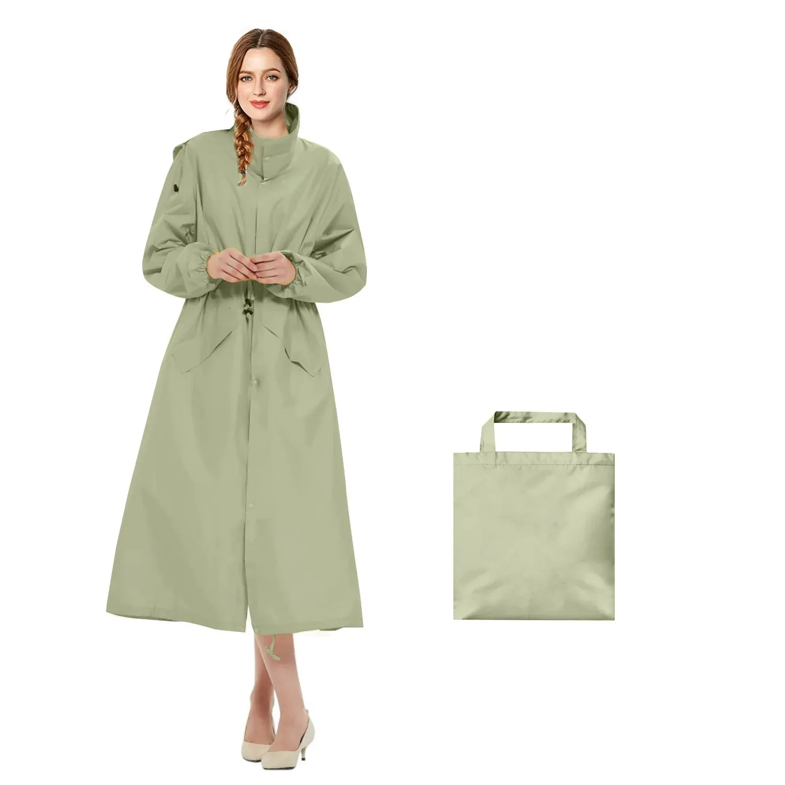 Womens Stylish Waterproof Raincoats with Travel Tote Bag