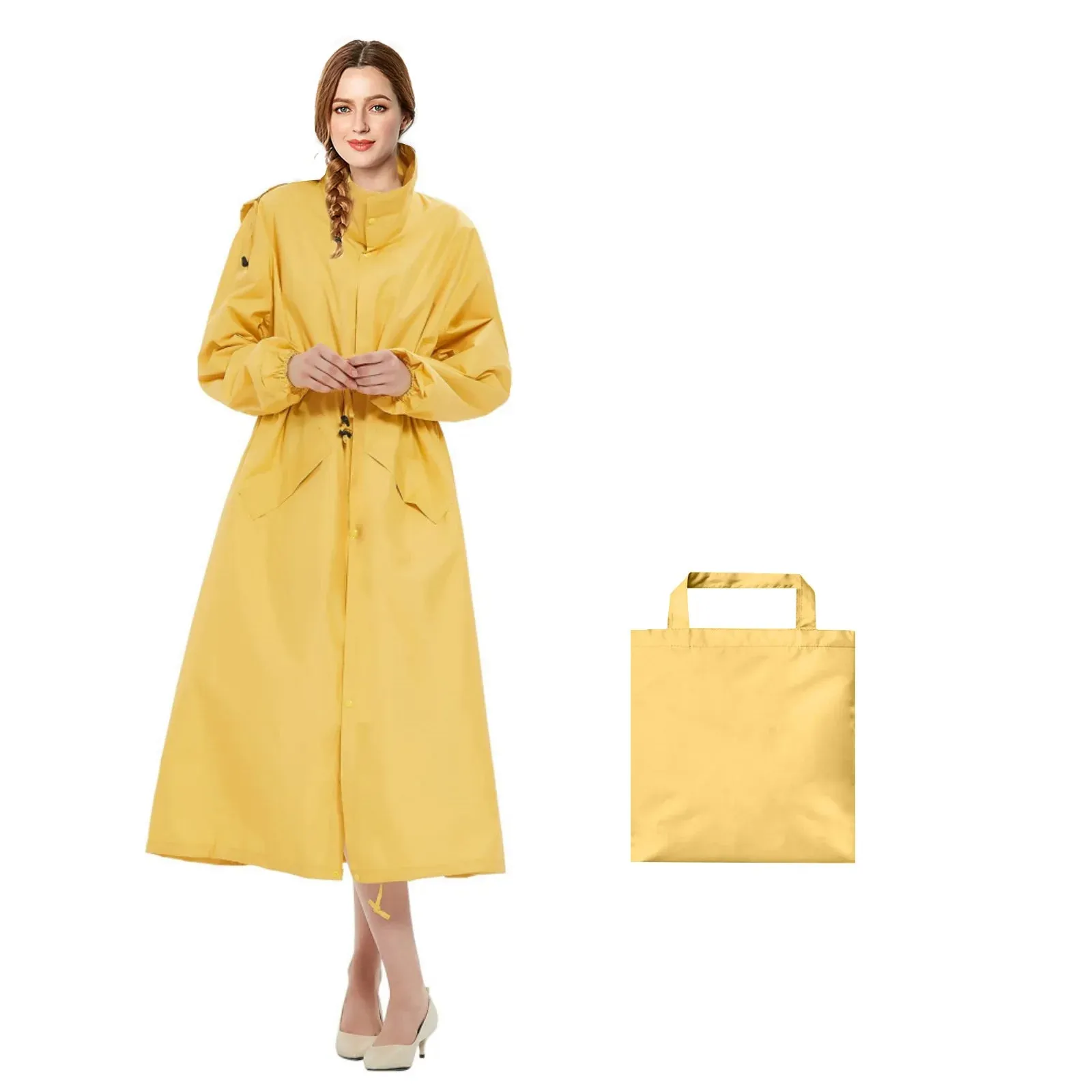 Womens Stylish Waterproof Raincoats with Travel Tote Bag