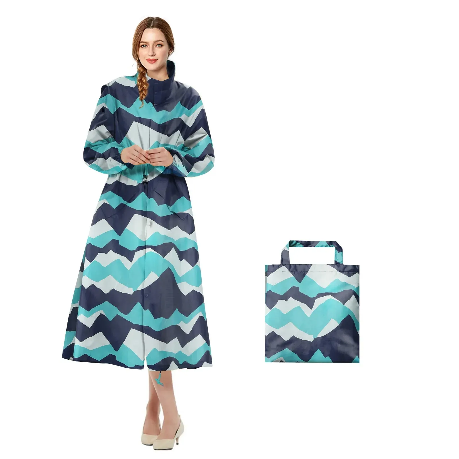 Womens Stylish Waterproof Raincoats with Travel Tote Bag