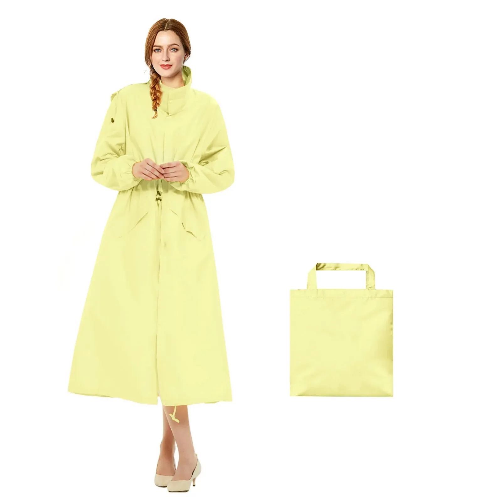 Womens Stylish Waterproof Raincoats with Travel Tote Bag