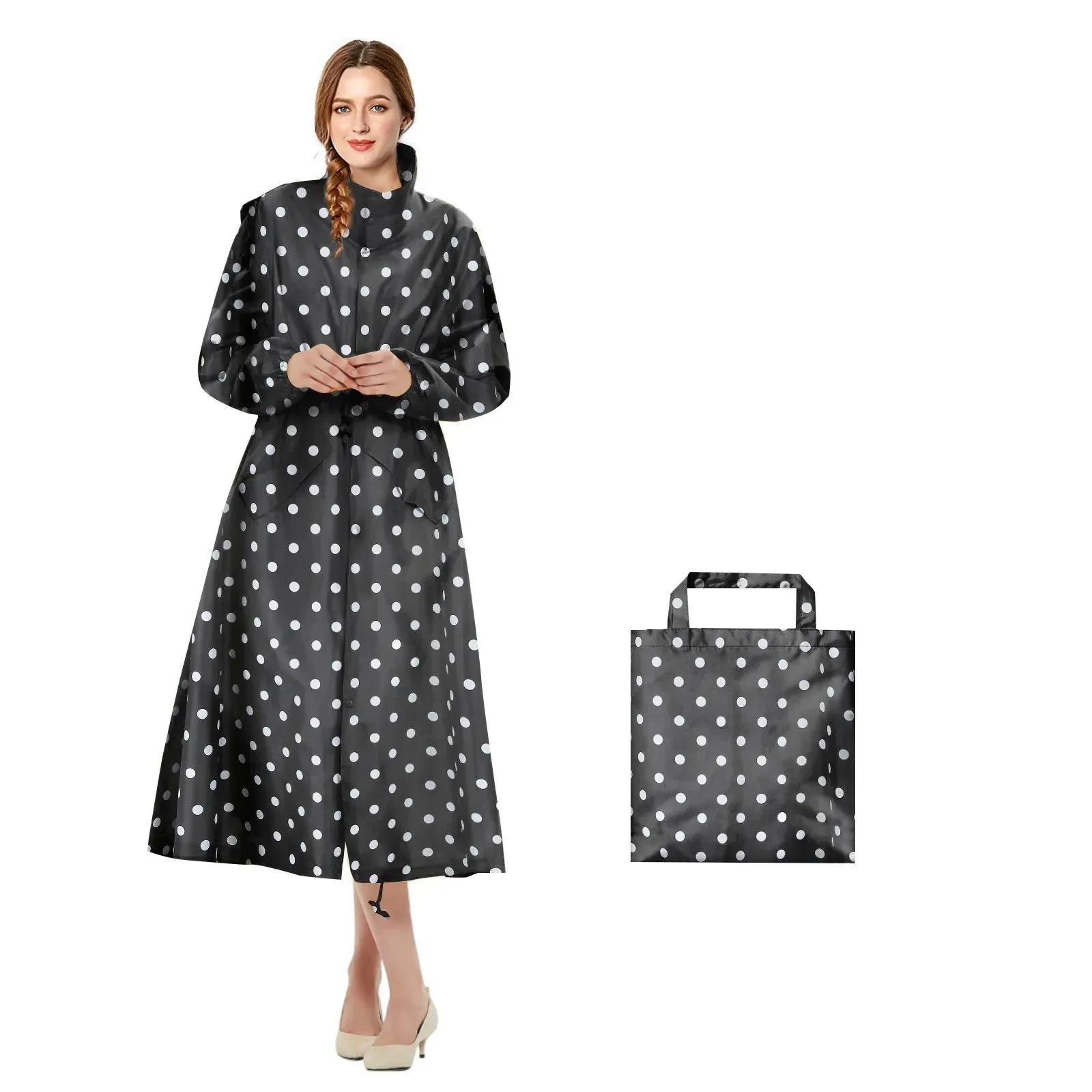 Womens Stylish Waterproof Raincoats with Travel Tote Bag
