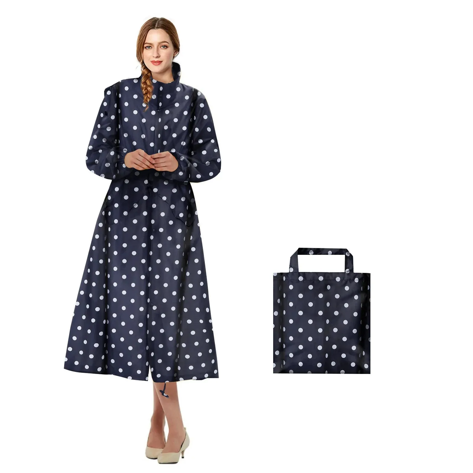 Womens Stylish Waterproof Raincoats with Travel Tote Bag