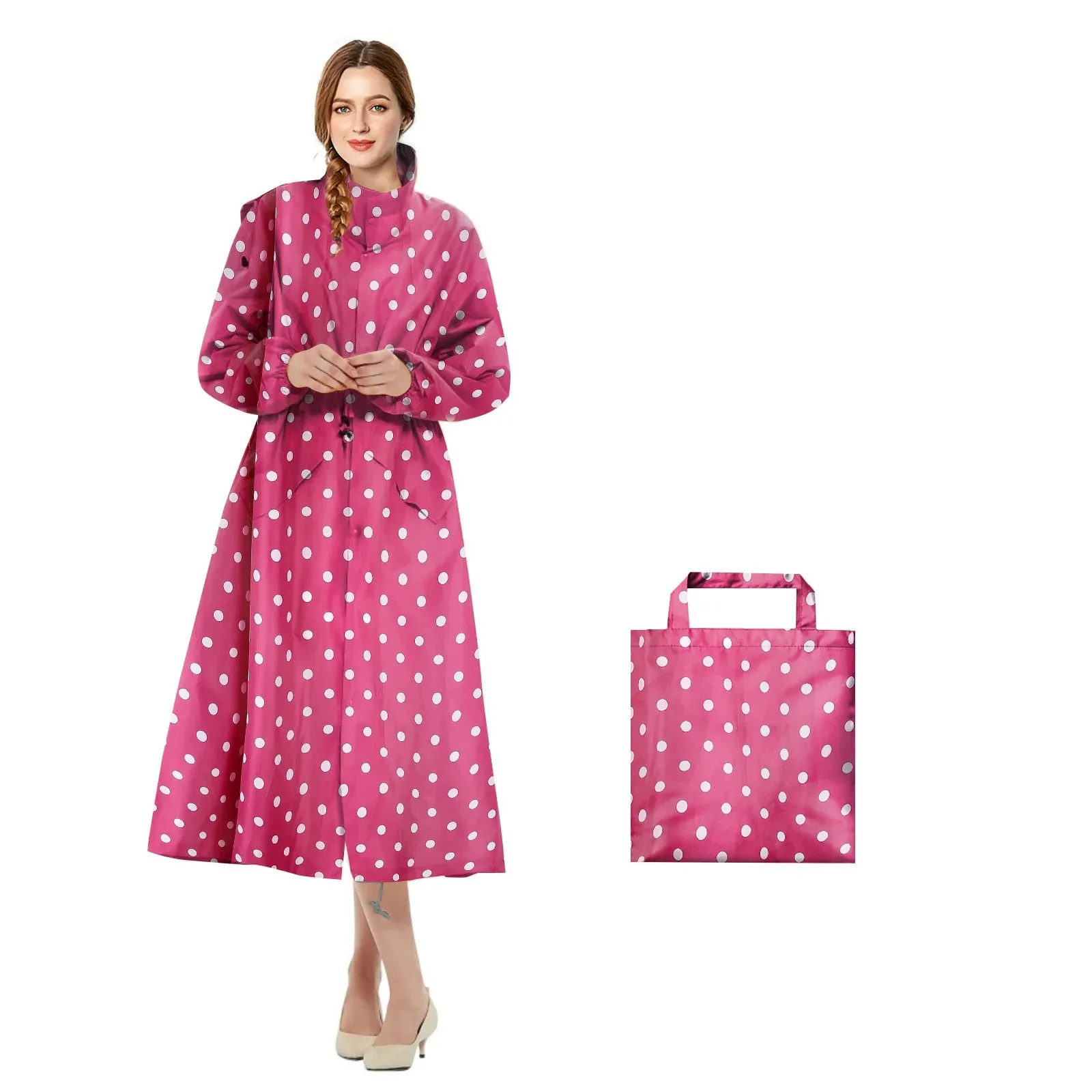 Womens Stylish Waterproof Raincoats with Travel Tote Bag