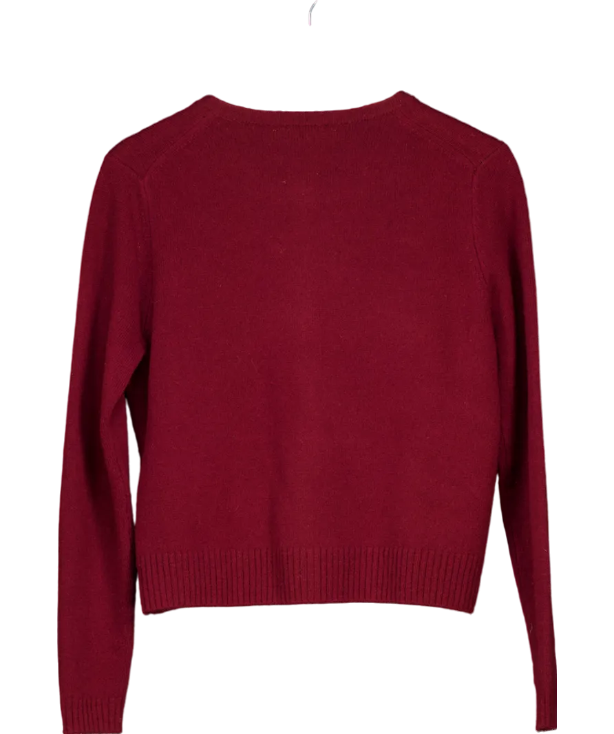 ZARA Red Burgundy Wool Classic Cardigan UK M